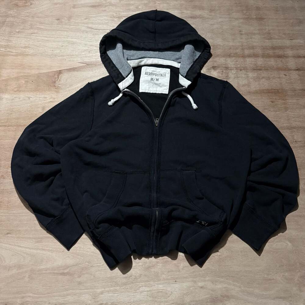 Aéropostale A87 Black Full Zip Hoodie Men’s M Early 2010s Y2K Style